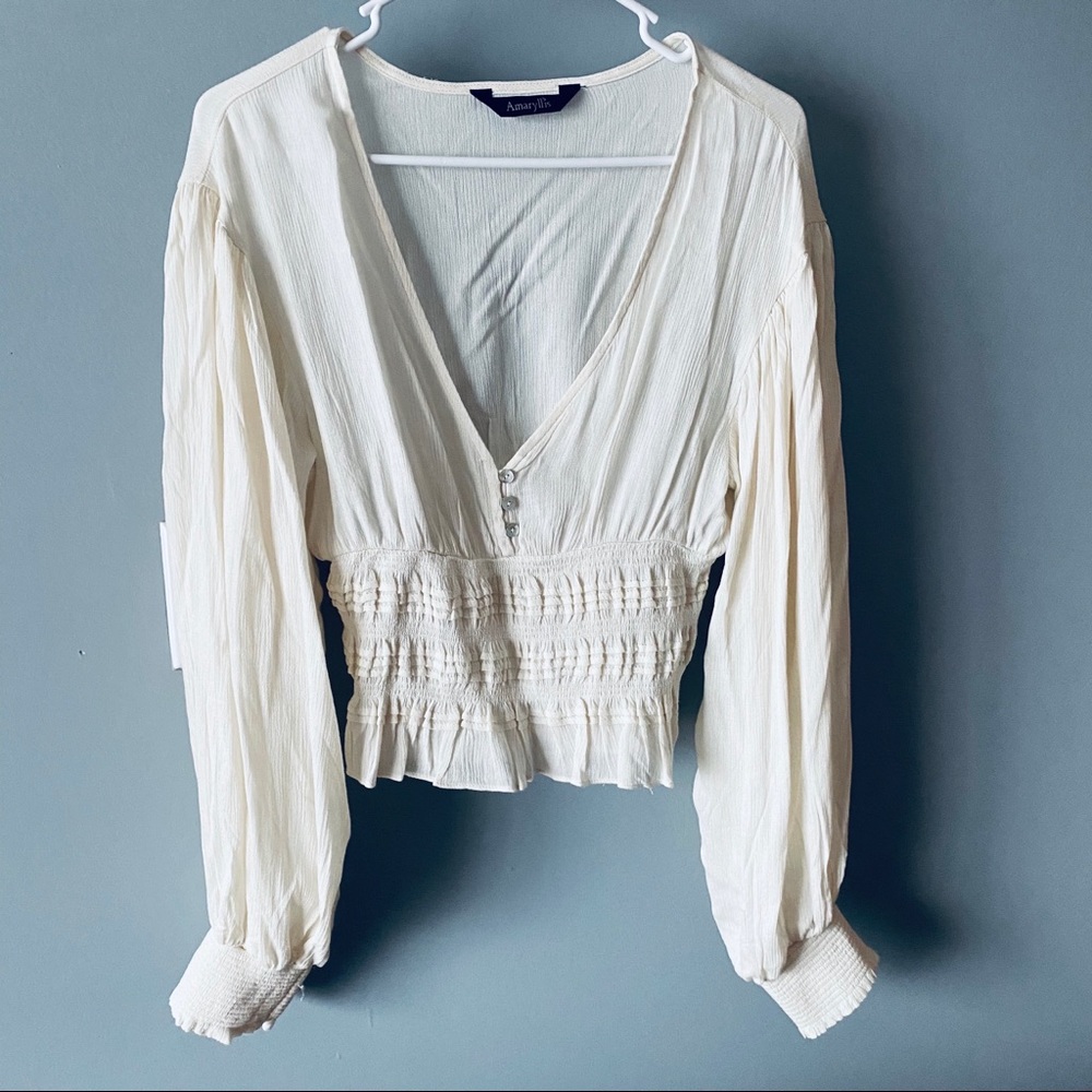 Amaryllis boho cream cropped blouse